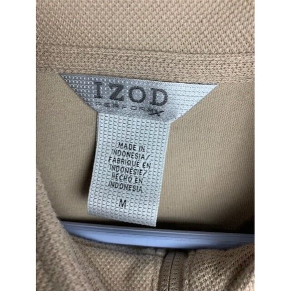 Izod Size M Mens Pullover Beige 1/4 Zip Long Sleeve Sweater Sweatshirt - Picture 3 of 4